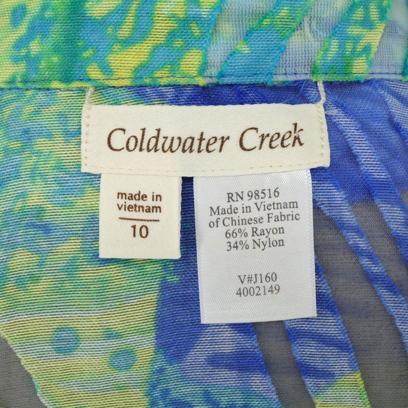 Coldwater Creek Jacket Womens 10 Blue Green Sheer Mesh Zip Lightweight Whimsy - Picture 4 of 15